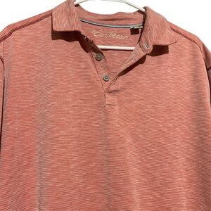 Caribbean Red Polo Shirt Relaxed Fit Textured Fabric